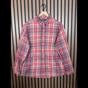 Polo Ralph Lauren Flannel Shirt XXL Mens Red Blue Plaid Front Pocket